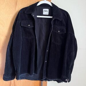 Zara black velvet jacket button up mens small